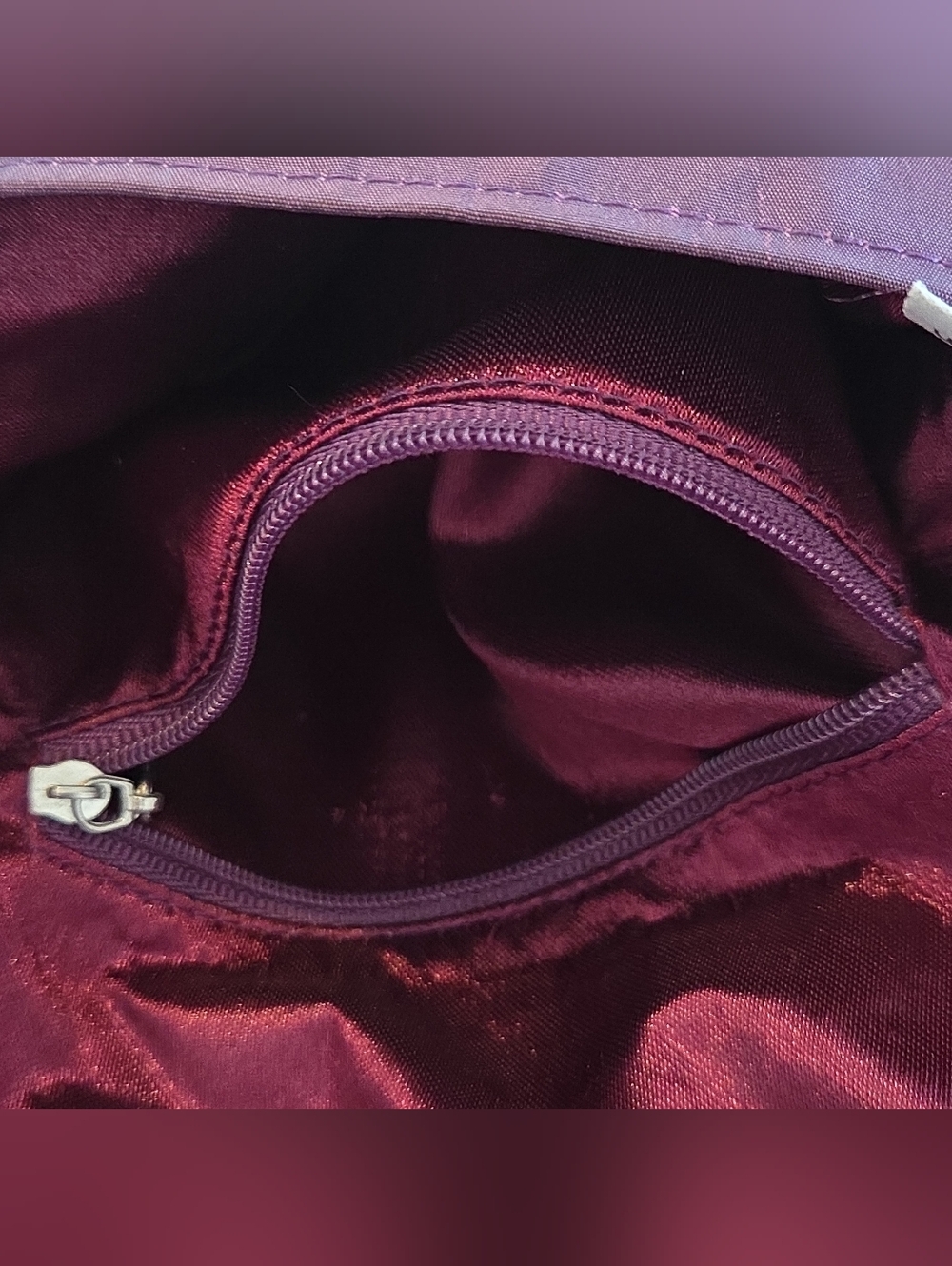 Elegant Plum Handmade Silk Floral Clutch with Beaded Center - Picture 7 of 7